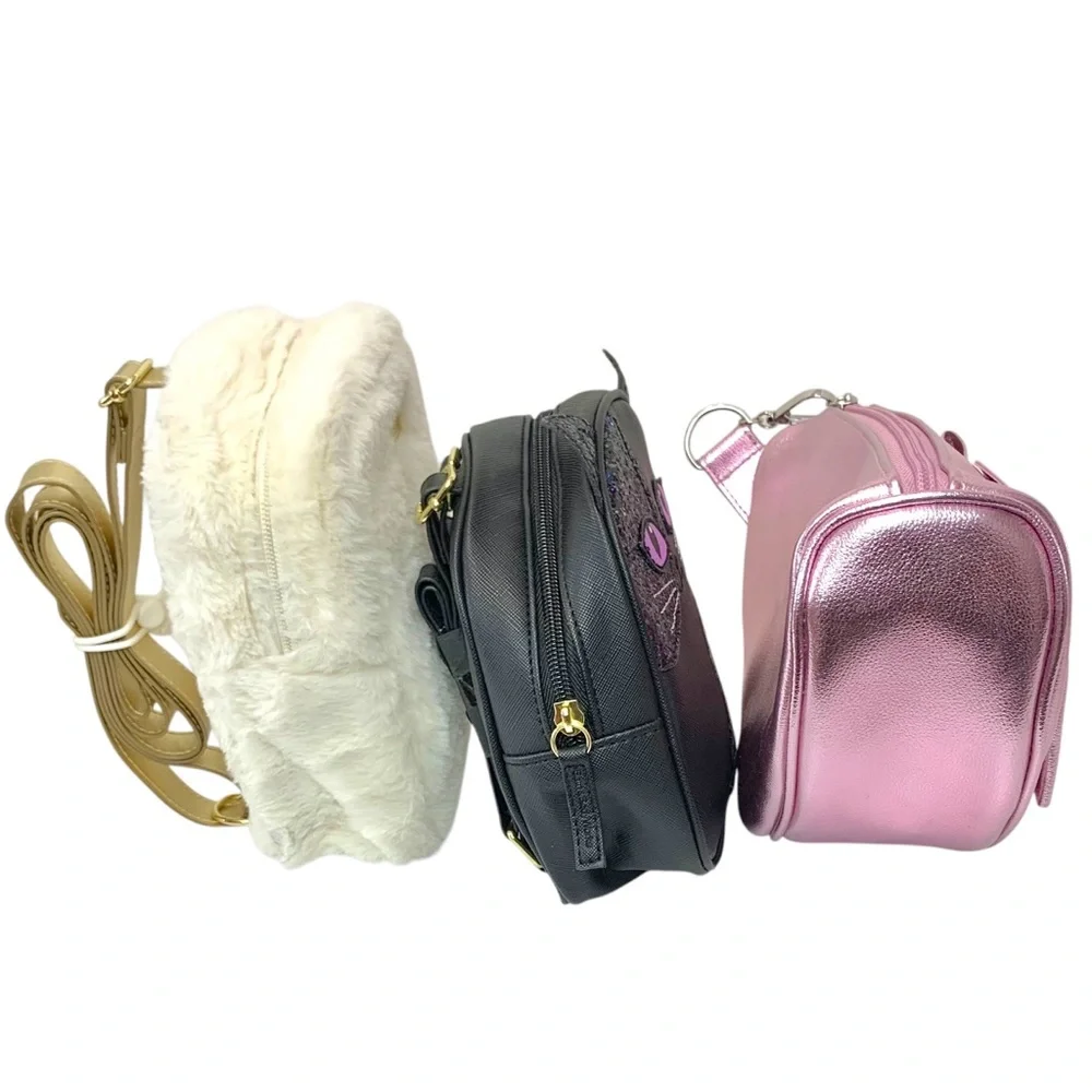 BATH & BODYWORKS Furry Cream Backpack, Glitter Cat Backpack, Pink Bow Clutch